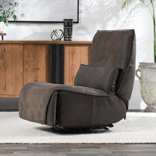 Paige Leather Swivel Power Recliner
