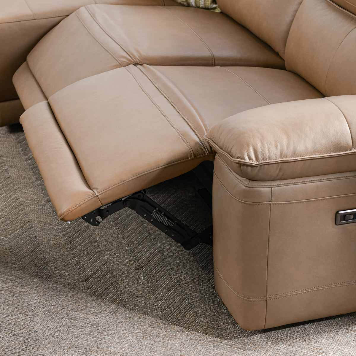 Branford Leather Power Recliner Sectional w/LAF Chaise - Camel