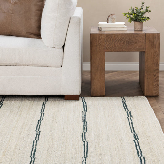 Sunderland Jute Stripe Rug - Ivory/Dark Blue