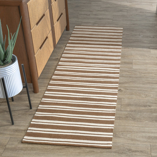 Performance Palma Stripe Rug - Coconut Brown/Ivory