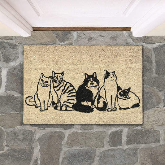 Kitty Crew Doormat 24x36 - Black/Sand