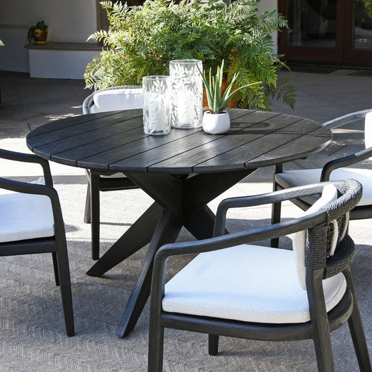 Alameda 53" Outdoor Round Dining Table - Black