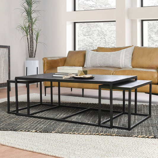 Buckley Cast Aluminum Rectangle Coffee Table Set of 3 - Dark Antique