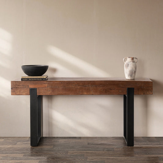 Duarte Rectangle Console Table - Rustic Brown