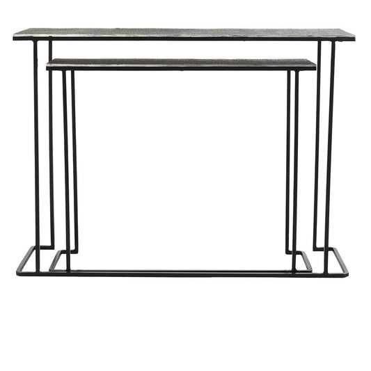 Jonah Aluminum Rectangle Console Tables Set of 2 - Brass Antique