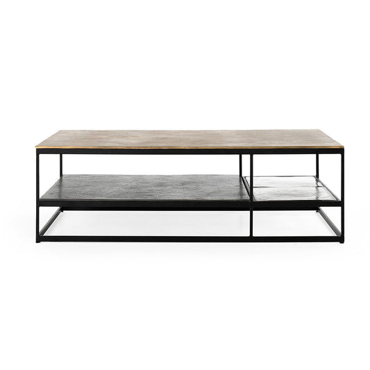 Remmy Cast Aluminum Rectangle Coffee Table - Brass Antique