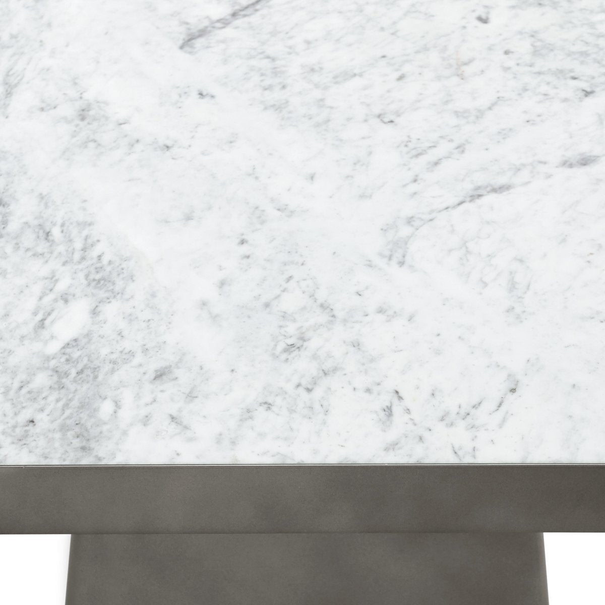 Far Marble/Metal Square Coffee Table - White/Slate Gray