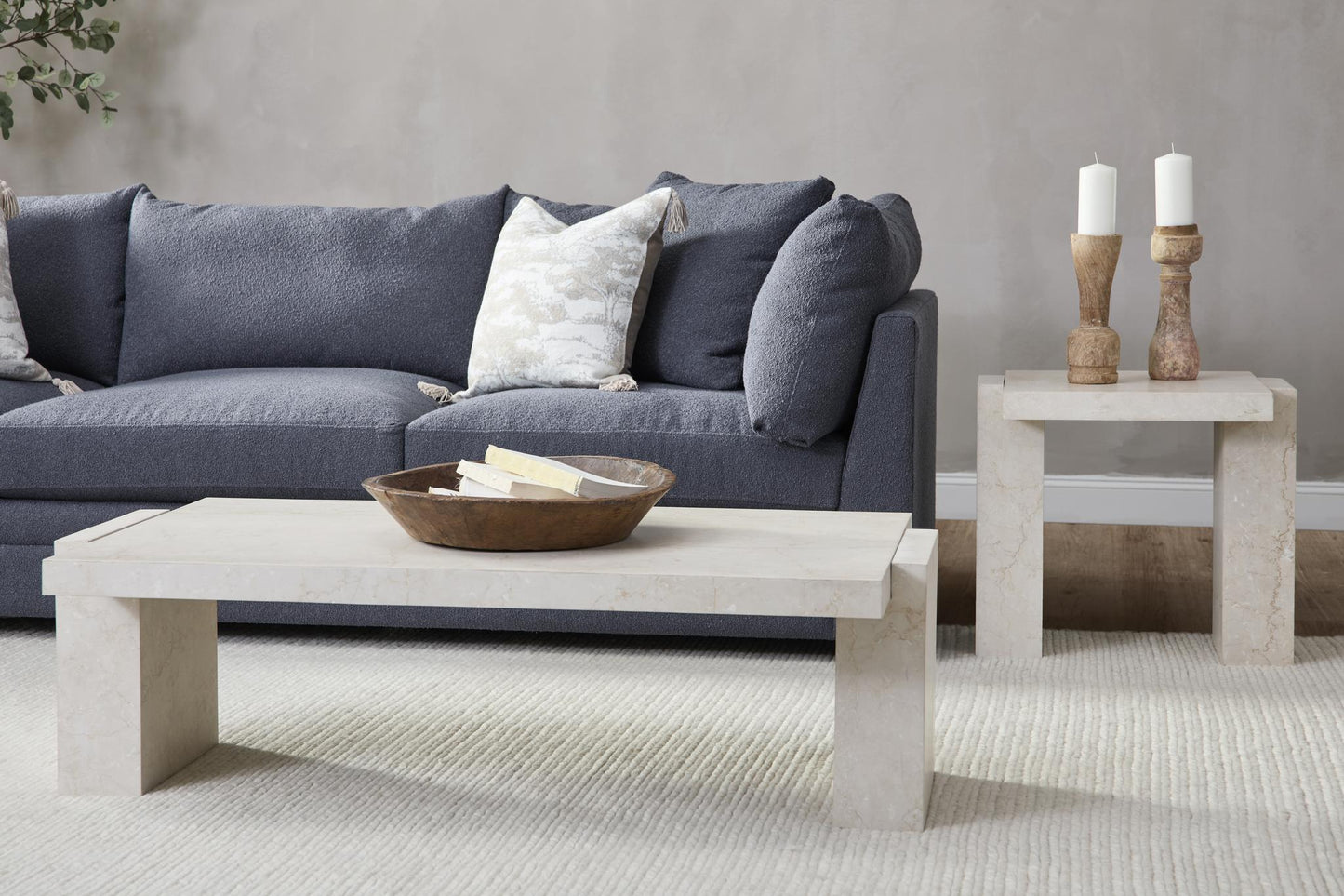 Rizza Marble Rectangle Coffee Table - Cream