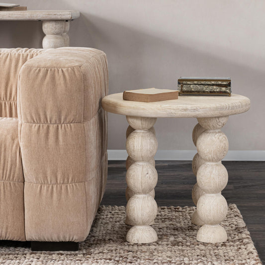 Adir Round End Table - Cream