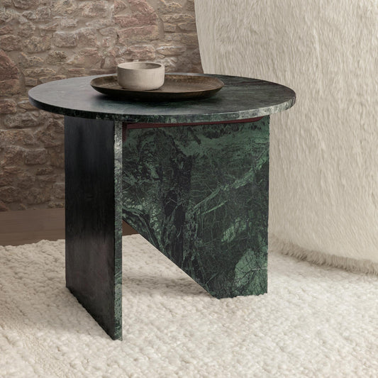 Briley Marble Round Accent Table Large - Emeral Green