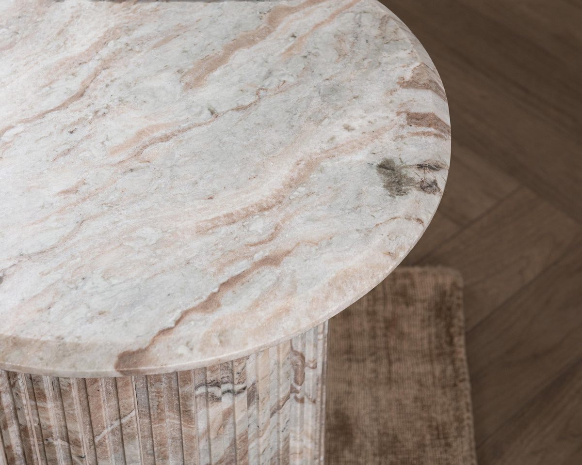 Nordens Marble Round End Table - Rusty Gray