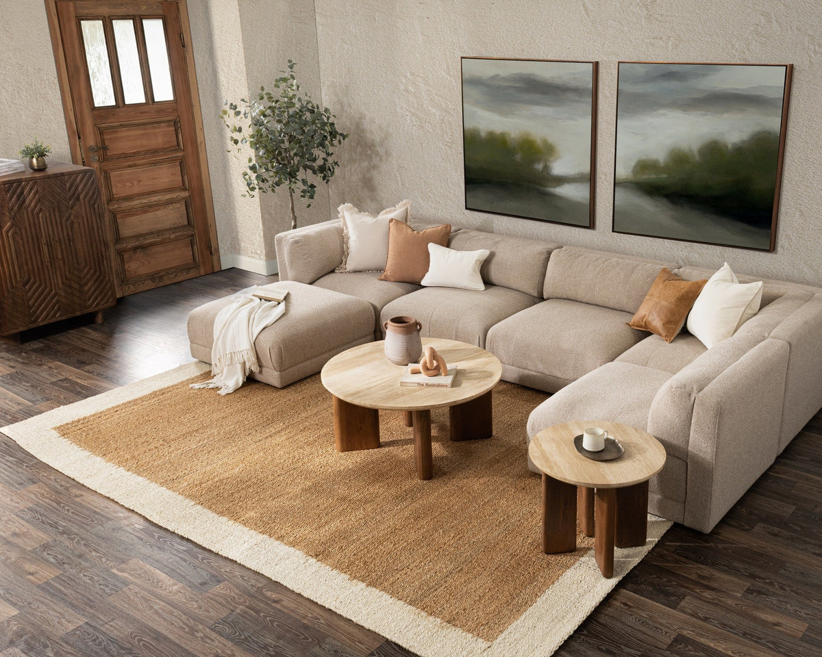 Idella Travertine Round Coffee Table - Tan