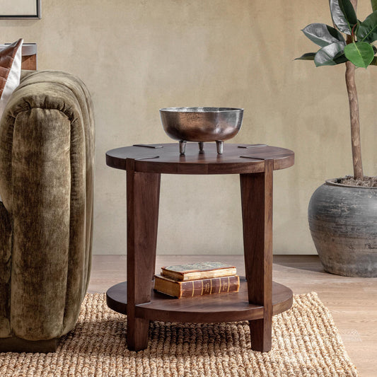 Alenna 25" Round End Table - Tundra Brown