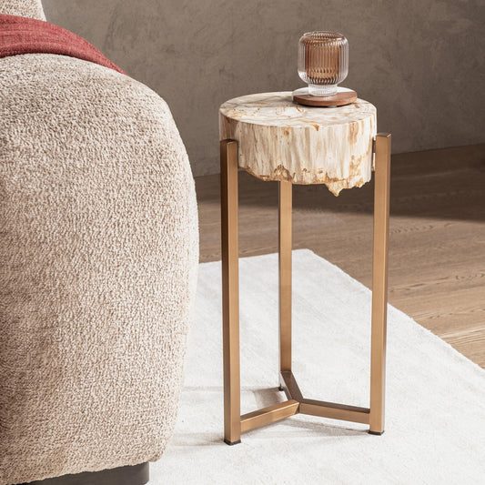 Breanna Round Small Accent Table - Sepia Vein