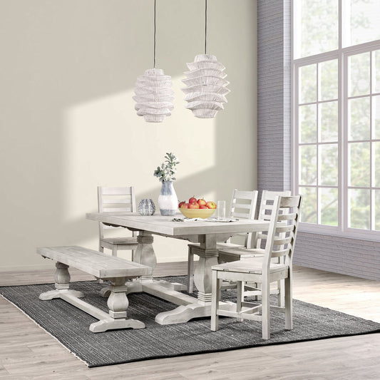 Caleb 78" Dining Table Distressed Ivory