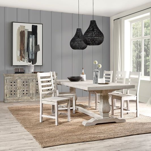 Caleb 94" Dining Table Distressed Ivory