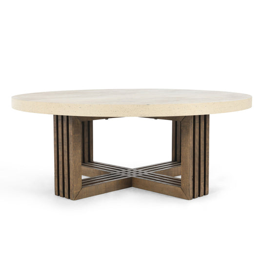 Aspen Round Coffee Table - Antique White/Distressed Brown