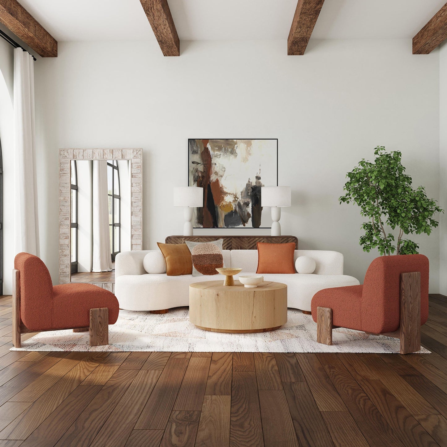 Layne Round Coffee Table with Casters - True Natural