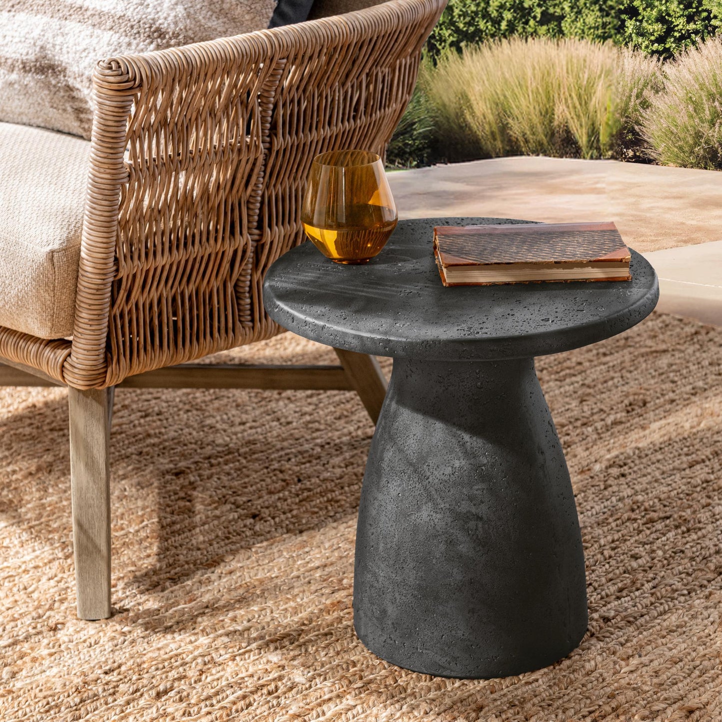 Collins Outdoor Round Accent Table - Dark Gray