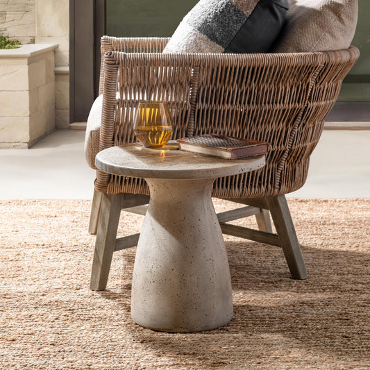 Collins Outdoor Round Accent Table - Light Gray