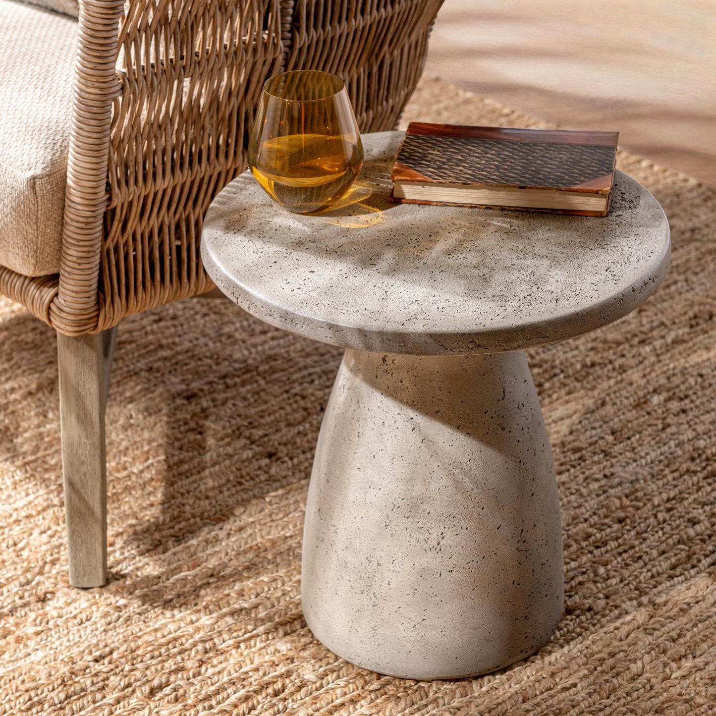 Collins Outdoor Round Accent Table - Light Gray