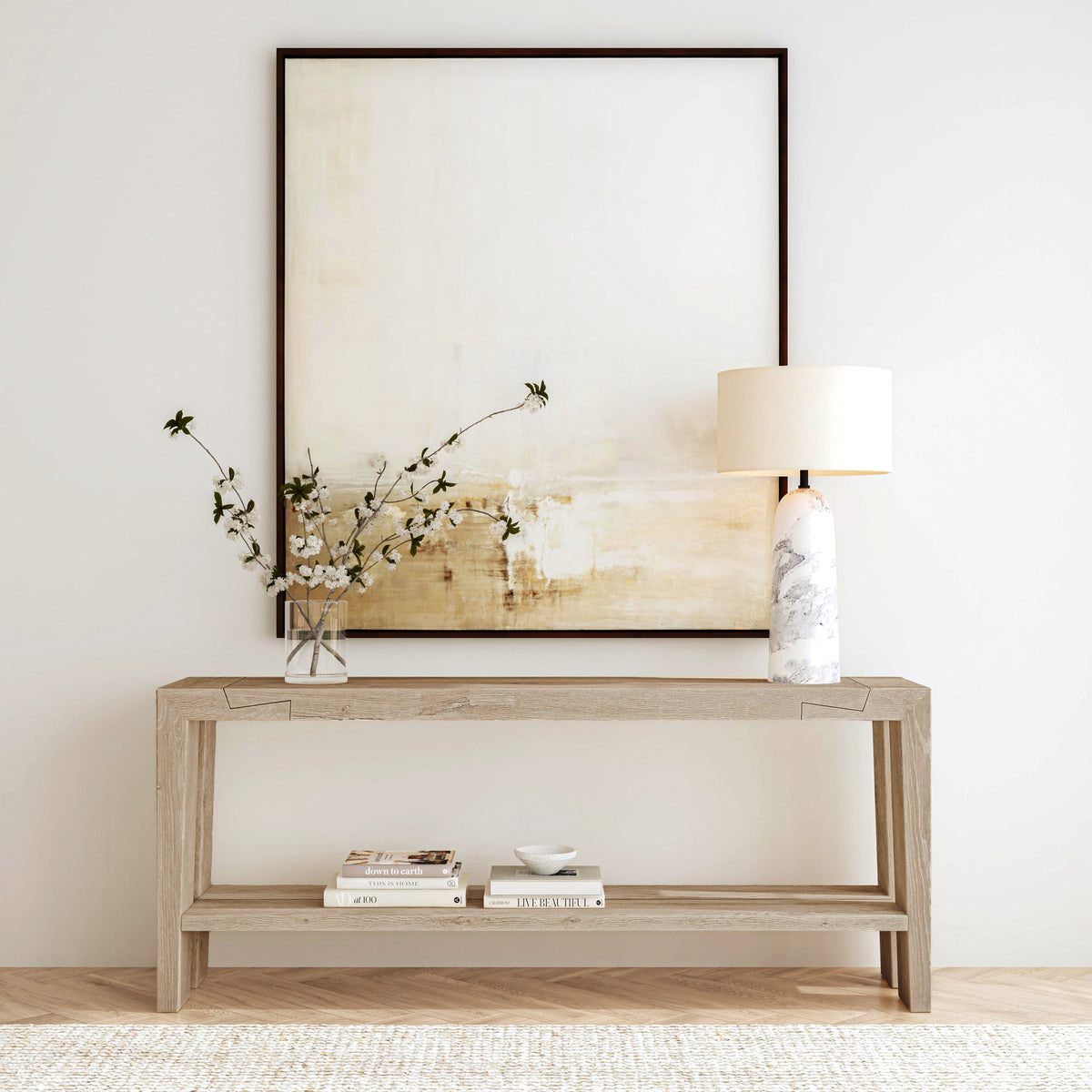 Troy Rectangle Console Table - Aged Cream