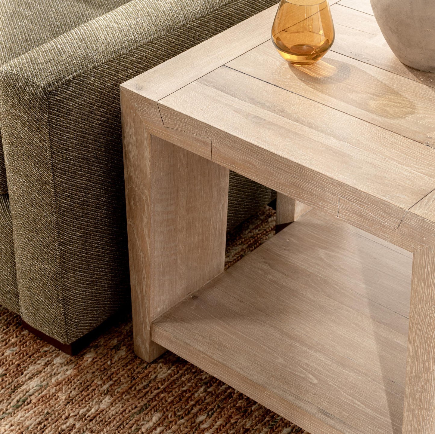 Troy Square End Table - Aged Cream