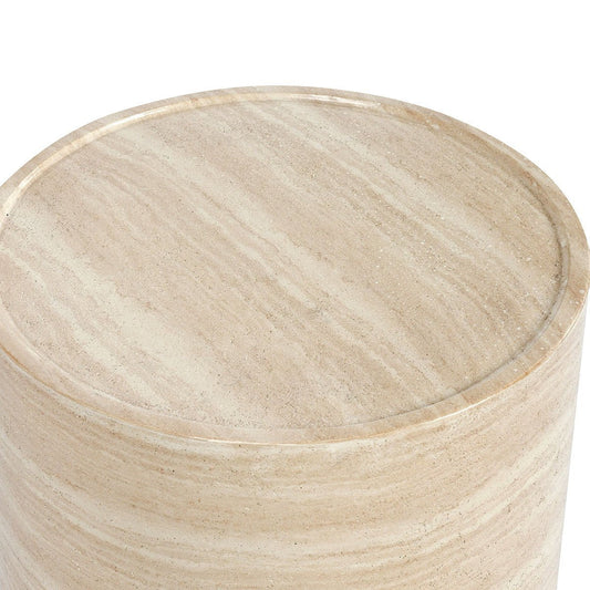 Mckenna Outdoor Round End Table - Travertine