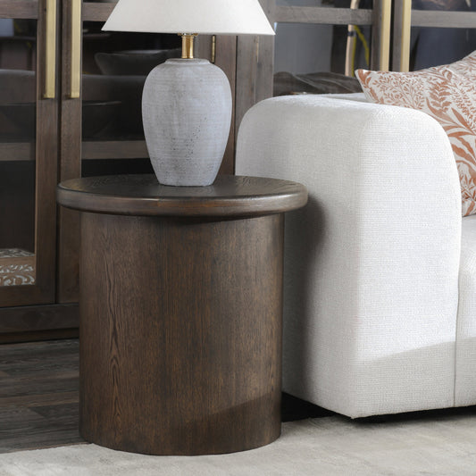 Runa Round End Table - Coffee Brown