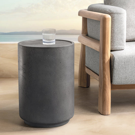 Darsa 20" Outdoor Round Accent Table - Dark Gray