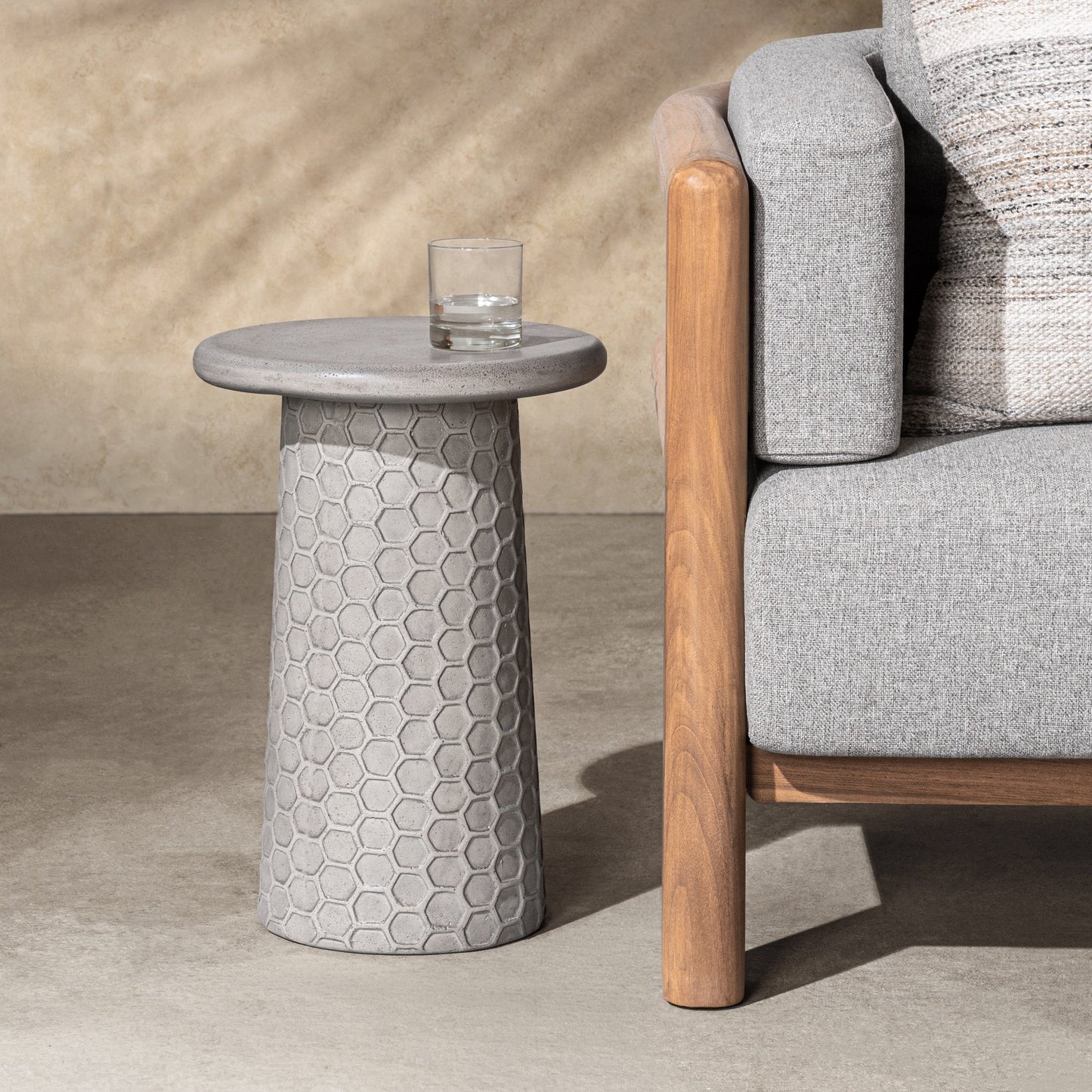 Delaine 20" Outdoor Accent Table - Light Gray