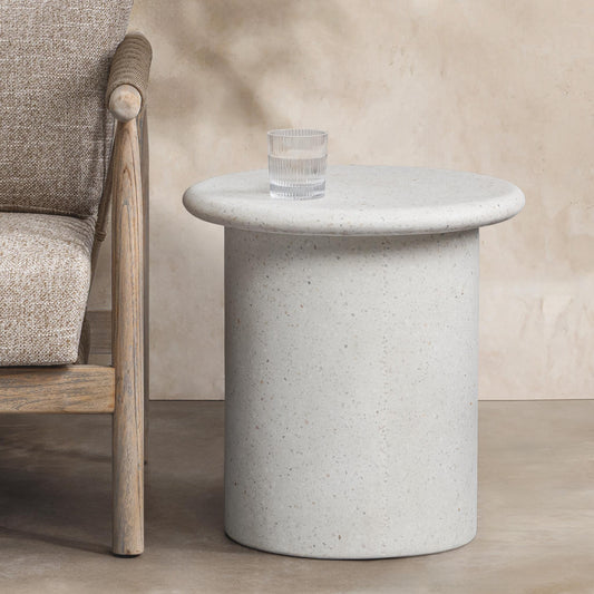 Nysa Outdoor Round End Table - White