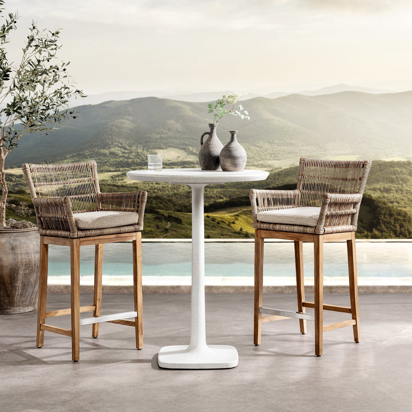 Paulina 31" Outdoor Pub Table Table - White