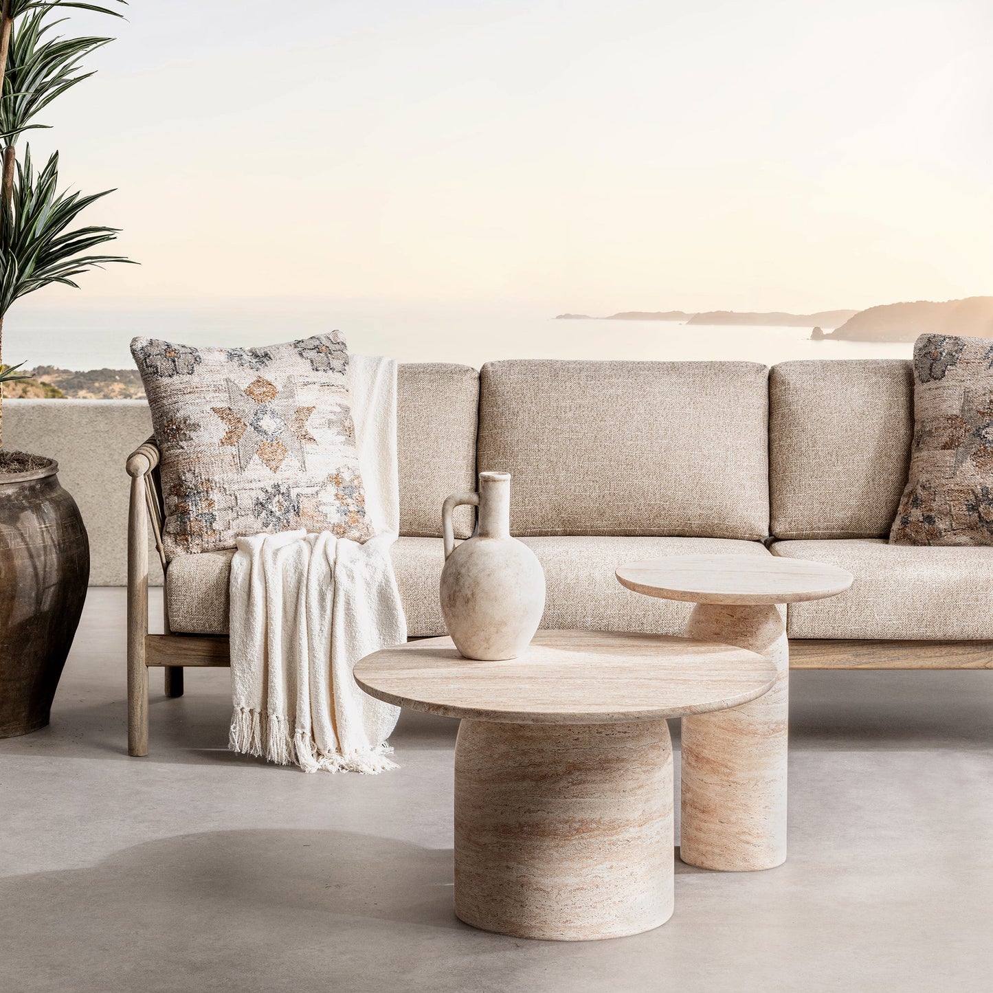 Sana Outdoor Round Coffee Table - Beige