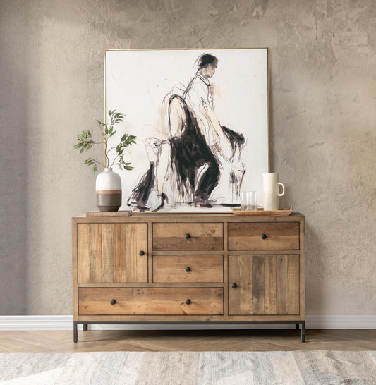 Dita 4 Drawer 2 Door Buffet Natural Pine