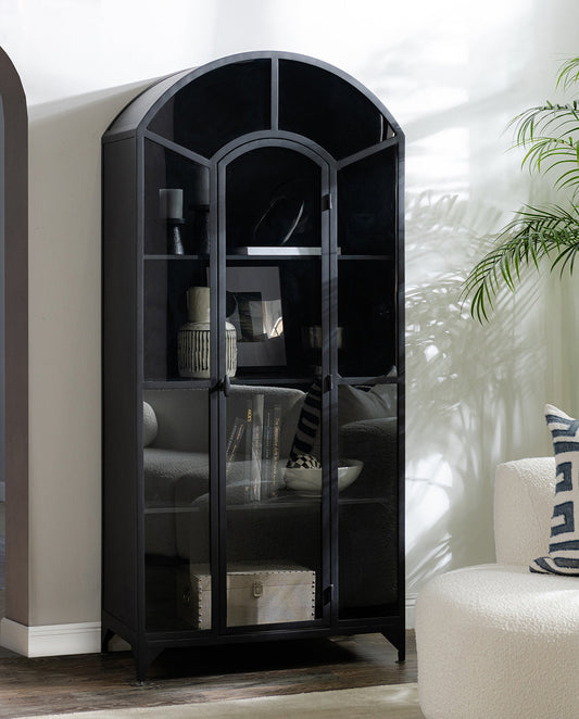 Lillo Metal/Glass Single Door Cabinet - Black