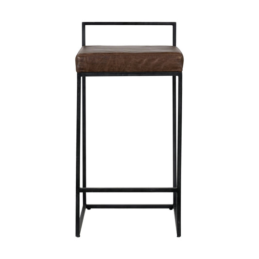 Belfort Leather Counter Stool - Cocoa Brown