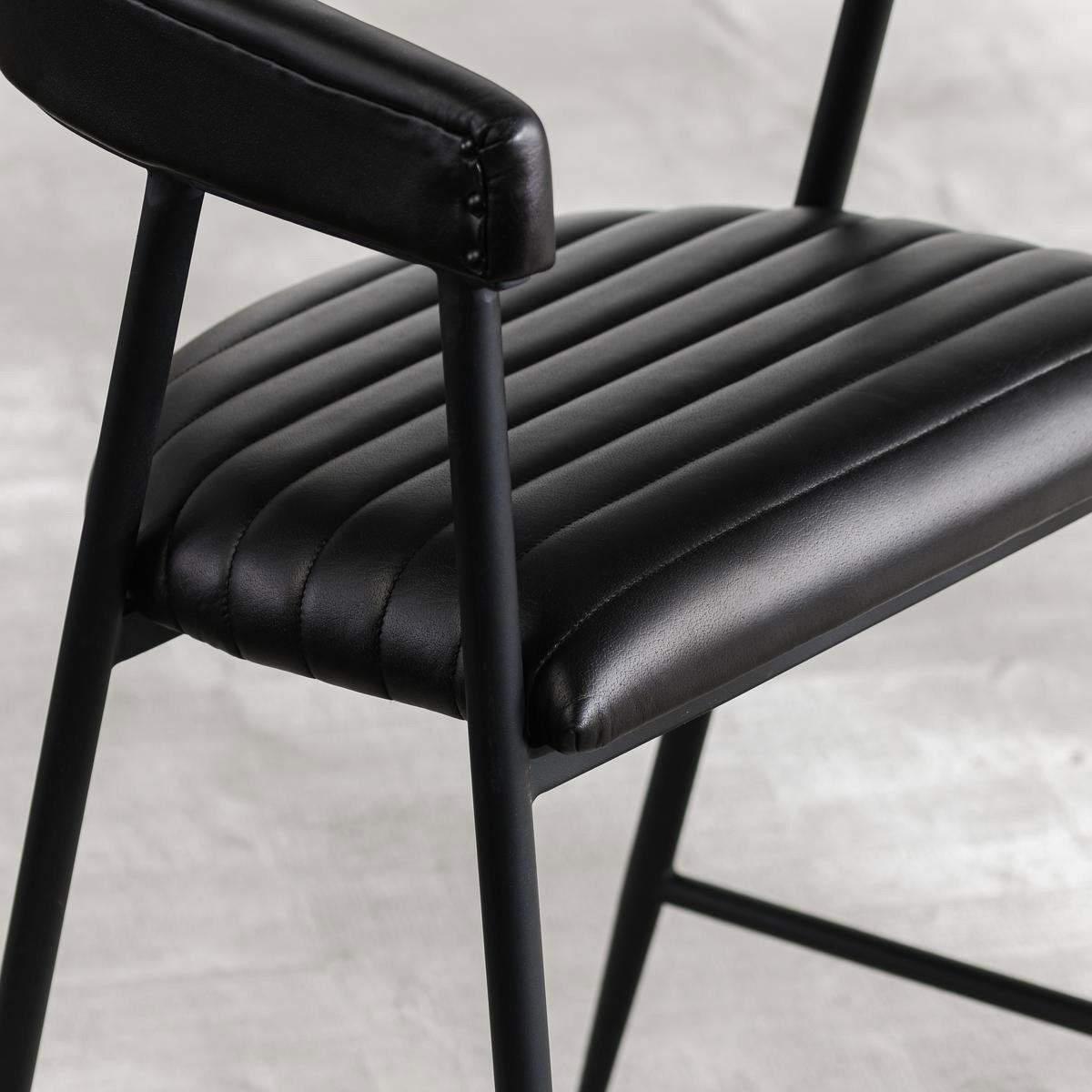 Preston Leather Counter Stool - Midnight Raven