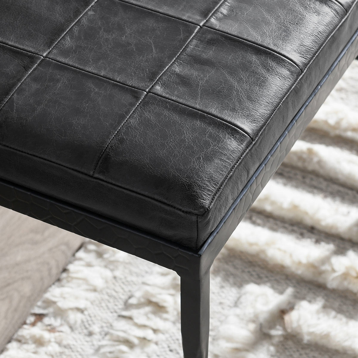 Malo Leather Bench - Onyx Black