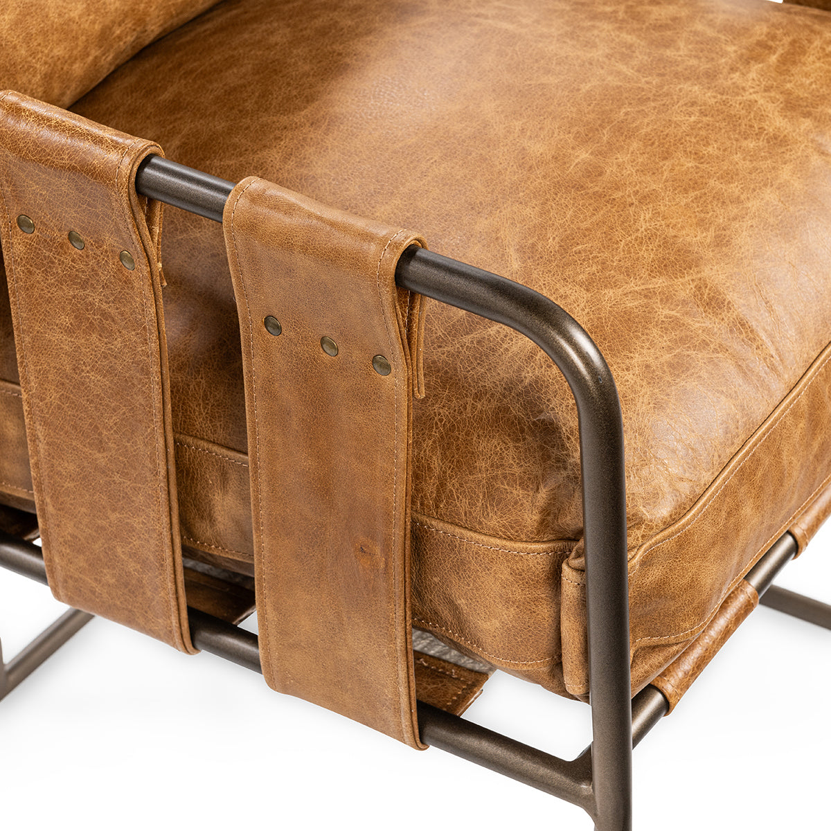 Strapling Leather Dining Chair - Sedona Brown