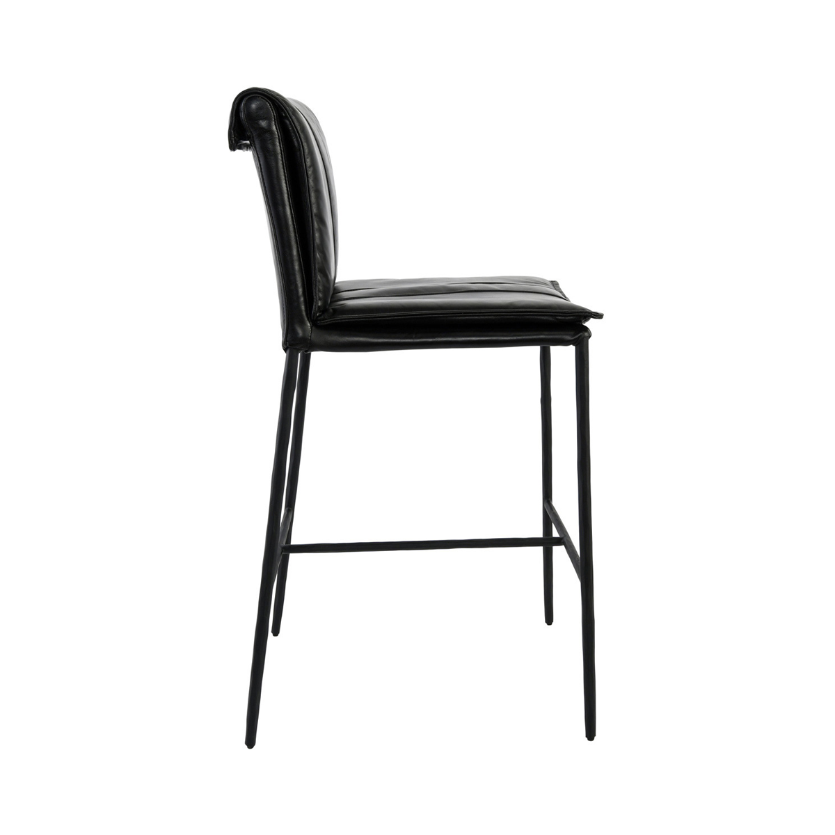 Mayer Leather Counter Stool - Jet Black