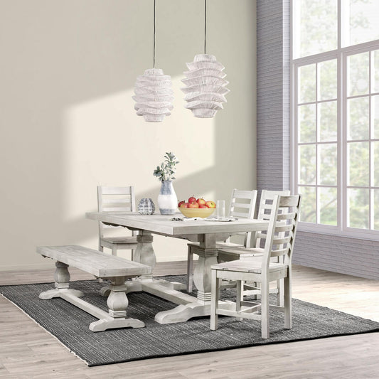 Caleb 66" Dining Bench Distressed Ivory