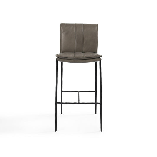 Mayer Leather Bar Stool - Pewter Gray