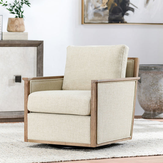 Norman Upholstered Swivel Chair - Natural