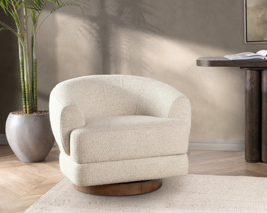 Chassia Upholstered Swivel Chair - Dusty Beige