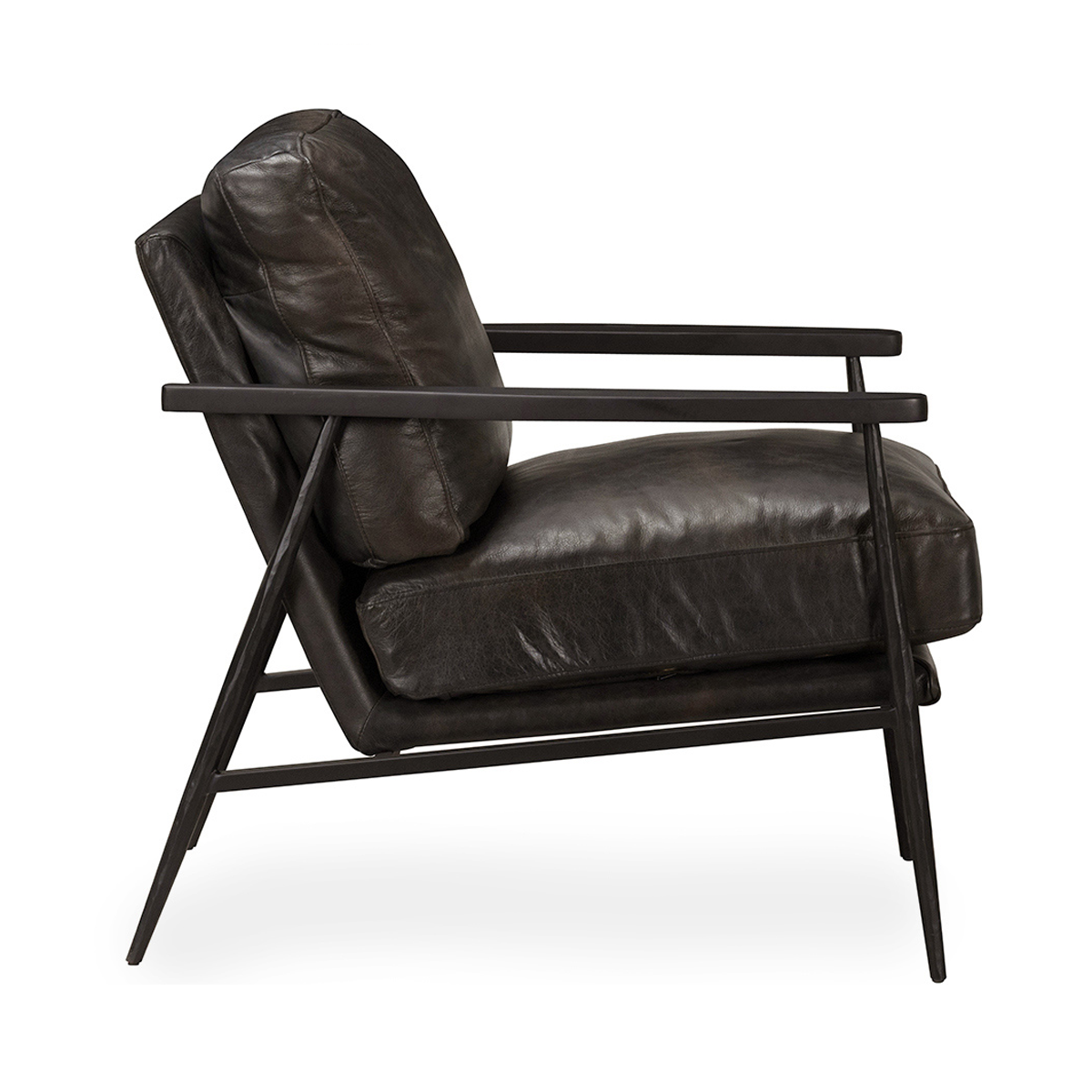 Christopher Leather Club Chair - Jet Black