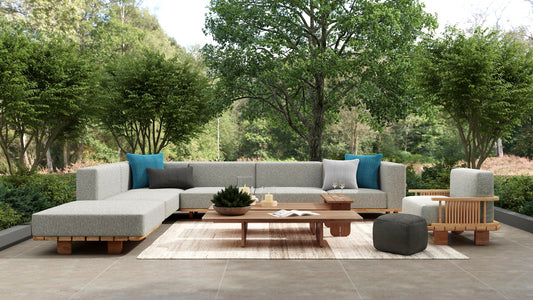 Hudson Outdoor 6pc Sectional - Natural/Gray