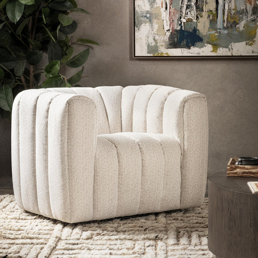 Lexa Upholstered Swivel Chair - Cream