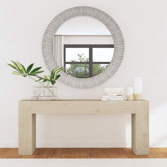 Myrtle Round Mirror - Gray Wash