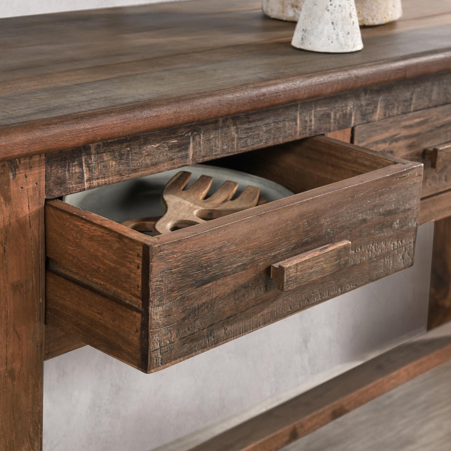 Ezra Reclaimed Wood 6Dwr Console Table - Natural